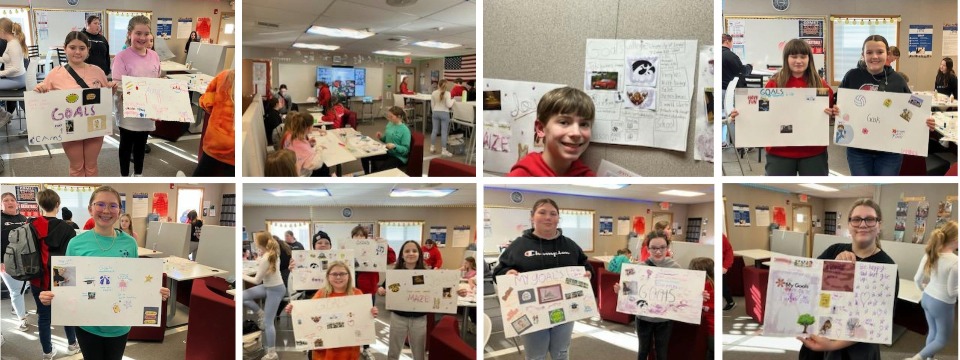 Middle school students working with vision boards.